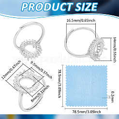 1Pc Adjustable 925 Sterling Silver Rhinestone Ring Components&nbsp;FIND-BC0041-69