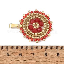 304 Stainless Steel & Cylinder Glass Seed Beads Pendants&nbsp;PALLOY-MZ01450-02