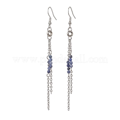 Round 304 Stainless Steel Natural Sodalite Dangle Earrings&nbsp;EJEW-JE06783-02