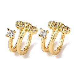Brass Micro Pave Clear Cubic Zirconia Cuff Earrings&nbsp;LS-EJEW-D328-02G-02