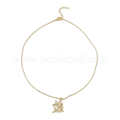 Golden Plated Brass Micro Pave Clear Cubic Zirconia Pendant Necklaces&nbsp;LS-NJEW-L178-01G-01
