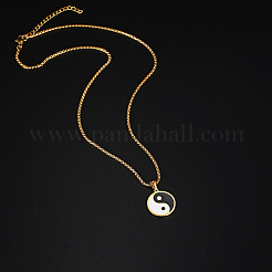 304 Stainless Steel Enamel Yin Yang Pendant Necklaces for Women&nbsp;LS-VV9279-1