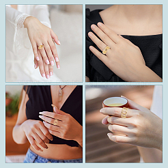 9Pcs 9 Style Stainless Steel Open Cuff Ring for Women&nbsp;RJEW-AN0001-05