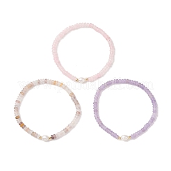 Natural Gemstone & Cultured Freshwater Pearl Beads Stretch Bracelets for Women&nbsp;BJEW-JB13473