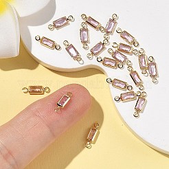 SHEGRACE Brass Pave Cubic Zirconia Rectangle Connector Charms&nbsp;XGRQ2O223-445B-G