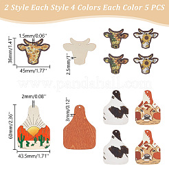 40Pcs 8 Style Single Face Printed Basswood Big Pendants&nbsp;WOOD-AR0001-35