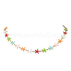 Ocean 304 Stainless Steel Colorful Enamel Starfish Fish Turtle Link Chain Necklaces for Women&nbsp;NJEW-JN05806