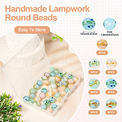 35Pcs 7 Colors Handmade Lampwork Round Beads&nbsp;LAMP-TA0001-58