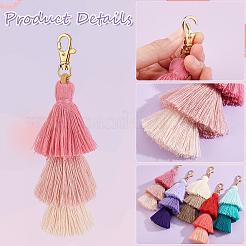 5Pcs 5 Colors Polyester Cord Gradient Color Tassel Pendant Decorations&nbsp;AJEW-BBC0001-11