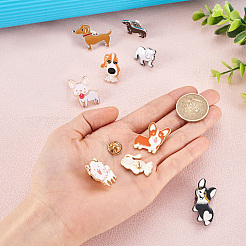 15Pcs 15 Style Puppy Dog Enamel Pins&nbsp;JEWB-YS0001-13