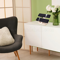 Velvet 2 Tier T-Bar Bracelet Display Stands with Wooden Base&nbsp;BDIS-WH0010-08C