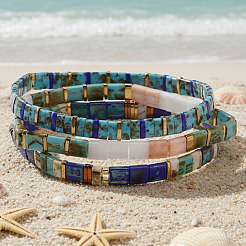 3Pcs Summer Beach Style Glass Seed Beaded Stretch Bracelets for Women&nbsp;AA5917