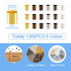 1368Pcs 6 Colors Brass Crimp Beads&nbsp;KK-YS0001-09