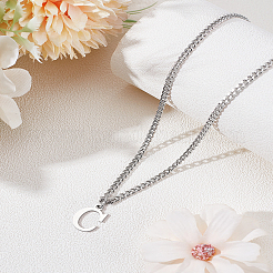 1Pc 304 Stainless Steel Letter Pendant Necklaces&nbsp;NJEW-LP0001-33C-P