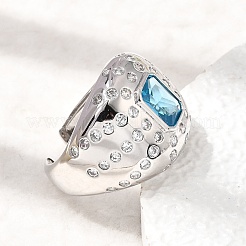 Brass Micro Pave Cubic Zirconia Cuff Open Rings for Women&nbsp;RJEW-L343-03P