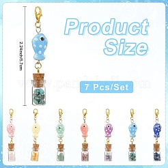 7Pcs Handmade Porcelain & Glass Bootle Pendant Decorations&nbsp;HJEW-FS00111