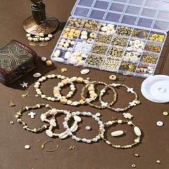 DIY Mixed Shapes Synthetic Turquoise & Wood & CCB Beads Bracelets Making Kits&nbsp;DIY-FS0007-67