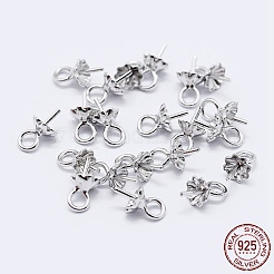 925 Sterling Silver Cup Pearl Bail Pin Pendants&nbsp;STER-F036-06S-4mm