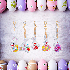 1 Set DIY Rabbit with Easter Egg Diamond Painting Keychains Kits&nbsp;DIY-FH0005-10
