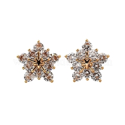 Brass Micro Pave Cubic Zirconia Stud Earrings&nbsp;EJEW-R018-10G-01
