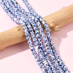 Handmade Flower Printed Porcelain Ceramic Beads Strands&nbsp;PORC-M005-6mm-10
