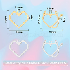 16Pcs 4 Style 201 Stainless Steel Pendants&nbsp;STAS-UN0051-46