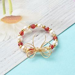 Imitate Austrian Crystal Bicone Glass Beaded Finger Rings&nbsp;RJEW-TA00003-03