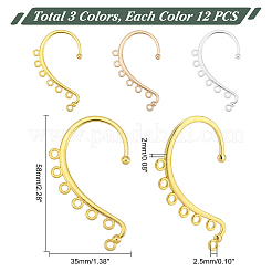 36Pcs 3 Colors Alloy Ear Cuff Findings&nbsp;FIND-PH0004-42