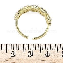 Brass Micro Pave Cubic Zirconia Cuff Rings for Women&nbsp;RJEW-D322-08G