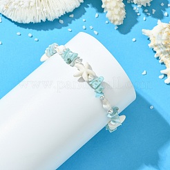 Shell Pearl & Synthetic Turquoise & Natural Larimar Beaded Bracelets for Women&nbsp;BJEW-JB14111