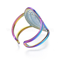 304 Stainless Steel Oval Cuff Ring&nbsp;RJEW-N038-050