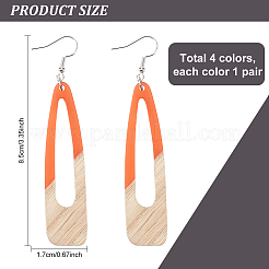 4 Pair 4 Color Resin & Wood Dangle Earrings&nbsp;EJEW-AB00042