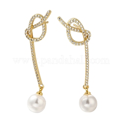 Rack Plating knot Brass Micro Pave Clear Cubic Zirconia Stud Earrings&nbsp;EJEW-H143-23G