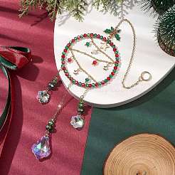 Christmas Theme Glass Ring Pendant Decoration&nbsp;HJEW-TA00229
