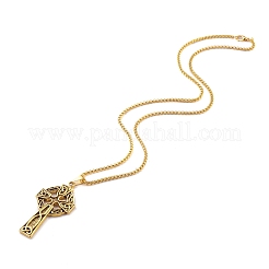 Alloy Claddagh Cross Pendant Necklaces&nbsp;NJEW-Z001-02AG