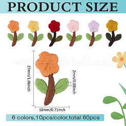 60Pcs 6 Colors Polyester Flowers&nbsp;FIND-MA0001-26