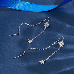 1 Pair 925 Sterling Silver Star Ear Thread&nbsp;EJEW-ME0001-05