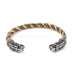 Ion Plating(IP) 304 Stainless Steel Viking Open Cuff Bangles for Men&nbsp;BJEW-U001-04B-G