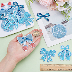 15Pcs 5 Styles Bowknot Theme Self Adhesive Computerized Embroidery Cloth Iron on/Sew on Patches&nbsp;DIY-AR0004-84
