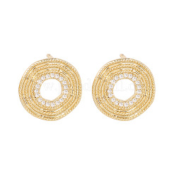 Brass Micro Pave Clear Cubic Zirconia Stud Earrings&nbsp;WGCEDD0-01
