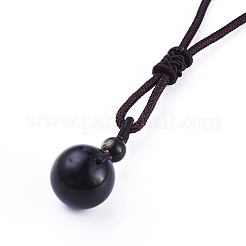 Natural Golden Sheen Obsidian Pendant Necklaces&nbsp;NJEW-P241-A01
