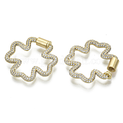 Brass Micro Pave Cubic Zirconia Screw Carabiner Lock Charms&nbsp;ZIRC-N039-007A-NF