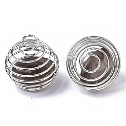 Iron Wrap-around Spiral Bead Cage Pendants&nbsp;IFIN-R239-03P