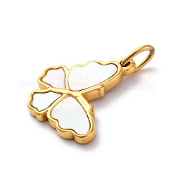 304 Stainless Steel Pave Natural White Shell Pendants&nbsp;STAS-I331-03G