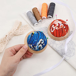 2Pcs 2 Colors Cute Ball Shaped Wave Pattern Cotton Needle Cushion&nbsp;DIY-GL0004-18