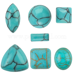 112Pcs 7 Styles Dyed Synthetic Turquoise Cabochons&nbsp;TURQ-SP0001-02