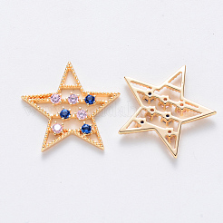 Brass Micro Pave Cubic Zirconia Filigree Joiners&nbsp;KK-T049-062G-NF