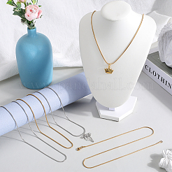 12Pcs 2 Colors 304 Stainless Steel Round Snake Chain Necklaces Set&nbsp;NJEW-SC0001-12