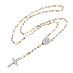 201 Stainless Steel Rosary Bead Necklaces&nbsp;NJEW-B143-08GP