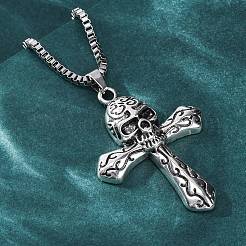 Tibetan Style Zinc Alloy Viking Pendant Necklaces&nbsp;NJEW-Z062-01AS-01
